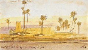 1867年2月6日午後5時30分、ワディハッフェの近く（インクとトイレ） 作： Edward Lear