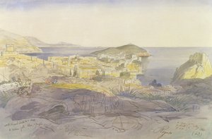 ラグーザ（ドゥブロヴニク）、1866年5月5日〜6日（紙にペン、インク、トイレ） 作： Edward Lear