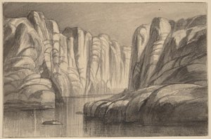 岩場の間を蛇行する川（フィラエ、エジプト） 作： Edward Lear
