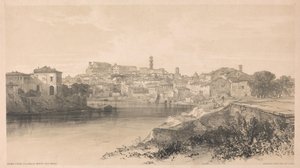 『ローマとその周辺の風景』（1841年）所収、ポルタ・サン・パオロ通りから望むローマの眺め