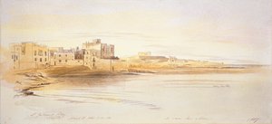 セントジュリアンズベイ、マルタ、1866年 作： Edward Lear