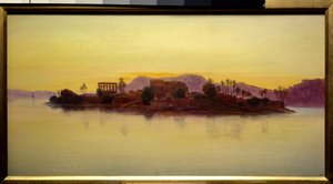 エジプト・フィラエ島の夕日 エドワード・リア(1812-1888) (ec.angl.) 1861 Sun.0,23x0,43 m シャンティ、コンデ美術館 作： Edward Lear