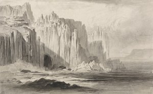 Capo Sant&39;Angelo、Amalfi、c.1885（紙に洗ったペンとインク） 作： Edward Lear
