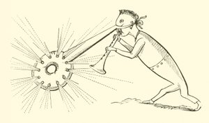 鼻が光っているドン（彫刻作品 作： Edward Lear