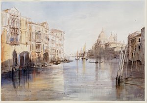 大運河、サンタマリアデッラサルーテ、ヴェネツィア、イタリア、1865年 作： Edward Lear