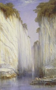 大理石の岩-NerbuddaJubbolpore（キャンバスに油彩） 作： Edward Lear