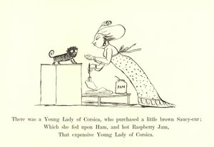 コルシカ島の若い女性がいて、茶色のソーシーキュアを購入しました。 作： Edward Lear
