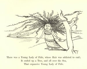 髪がカールにハマっていたFirleの若い女性がいました 作： Edward Lear