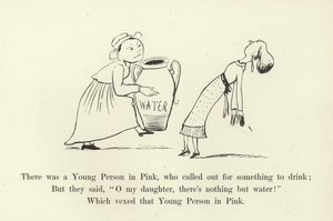 ピンクの若い人がいて、何か飲み物を求めました 作： Edward Lear