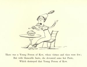 美徳と悪徳がほとんどなかったキューの若い人がいました 作： Edward Lear