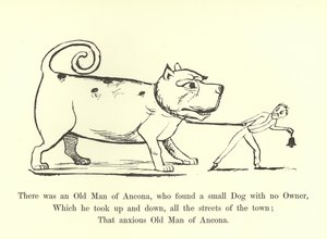 アンコナの老人がいて、飼い主のいない小さな犬を見つけました 作： Edward Lear