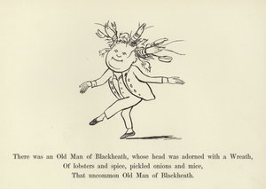 頭がリースで飾られたブラックヒースの老人がいました 作： Edward Lear