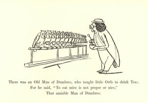 小さなフクロウにお茶を飲むように教えたダンブリーの老人がいました 作： Edward Lear