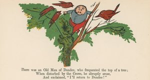 1875年頃、ロンドンのフレデリックウォーンアンドカンパニー発行の「無意味の書」から、木のてっぺんを頻繁に訪れたダンディーの老人がいました。