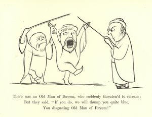 突然悲鳴を上げると脅迫したイブレムの老人がいました 作： Edward Lear