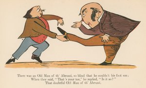 1875年にロンドンのフレデリックワーンアンドカンパニー発行の「無意味な本」から、アブルッツィの老人がいて、足が見えないほど盲目でした。 作： Edward Lear