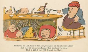 1875年頃、ロンドンのフレデリックウォーンアンドカンパニー発行の「A Book of Nonsense」から、すべての子供たちにごちそうを与えた東の老人がいました。 作： Edward Lear