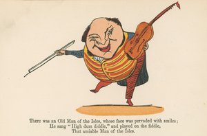 1875年にロンドンのフレデリックウォーンアンドカンパニー発行の「無意味な本」から、笑顔に満ちた顔をしたオールドマンオブザアイルズがいました。 作： Edward Lear