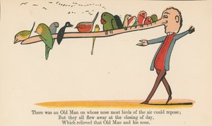 1875年頃にロンドンのフレデリックウォーンアンドカンパニー発行の「無意味な本」から、ほとんどの鳥が休めることができる老人がいた。