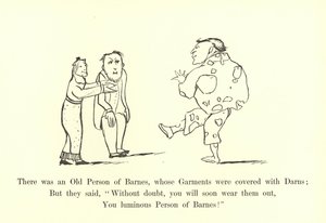 バーンズの老人がいて、その衣服はダーンズで覆われていました 作： Edward Lear