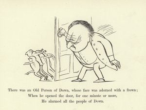 ダウンの老人がいて、その顔は眉をひそめていました 作： Edward Lear