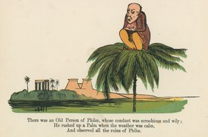 1875年頃にロンドンのフレデリックウォーンアンドカンパニー発行の 『A Book of Nonsense』に登場する、フィラエの老人の行為は陰険で巧妙でした。 作： Edward Lear