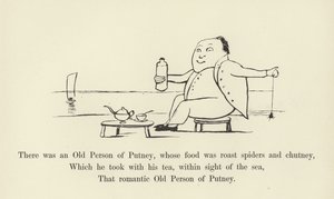 ローストスパイダーとチャツネを食べ物とするプットニーの老人がいました 作： Edward Lear