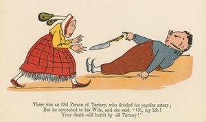 1875年頃、ロンドンのフレデリックウォーンアンドカンパニー発行の 『無意味の書』から、頸動脈を分割した老人の酒夫がいました。 作： Edward Lear