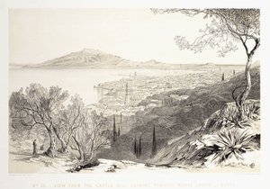 キャッスルヒルからの眺め、モンテスコポ、ザンテ、1863年に向けて 作： Edward Lear
