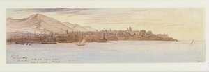 ジェノヴァの眺め、1864 作： Edward Lear
