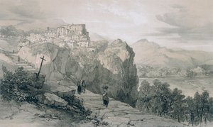 ローマとその周辺の景色：ロッカジョヴァンと遠方の認可された町とシビテッラの認可された町 作： Edward Lear
