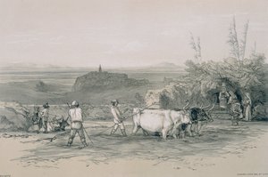 ローマとその近郊の景色：スビアコ近くの町ロイアテ 作： Edward Lear