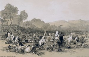 ローマとその周辺の景色：サンタナトリアの見本市 作： Edward Lear