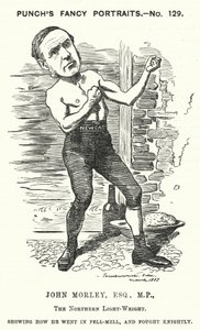 パンチの漫画。ジョン・モーリー（イギリスの自由主義政治家）（彫刻 作： Edward Linley (after) Sambourne