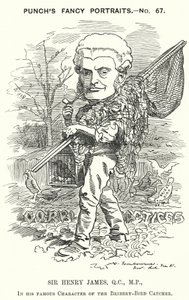 パンチの漫画。ヘンリー・ジェームズ卿 作： Edward Linley (after) Sambourne