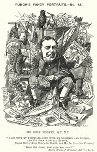 パンチの漫画。ジョン・ホルカー卿（イギリスの弁護士・政治家）（彫刻 作： Edward Linley (after) Sambourne