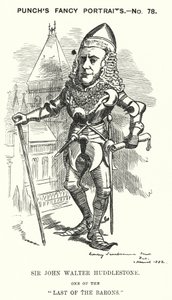 パンチの漫画。サー・ジョン・ウォルター・ハドルストン（イギリスの弁護士・裁判官）（エングレーヴィング 作： Edward Linley (after) Sambourne