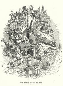 パンチの漫画。The Sirens of the Sea-Side - British coastal holiday resorts (e.g. engraving)