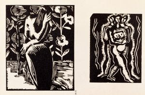 習作、7人のアーティストによる木版画を収録した一巻の挿絵、オメガ・ワークショップズ社刊、ロンドン
