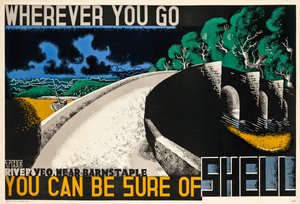 Whereever You Go, You can be Sure of Shell, c. 1936（カラーリトグラフ）