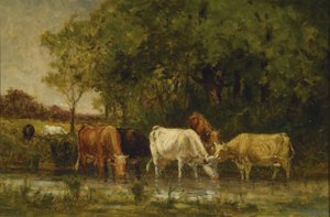 風景の中の牛 作： Edward Mitchell Bannister