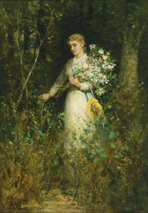 花束を持つ女性 作： Edward Mitchell Bannister