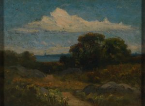 風景（湖畔の木々や岩） 作： Edward Mitchell Bannister