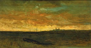 サンセットシーン、カリフォルニア州。 1875-1885。 作： Edward Mitchell Bannister