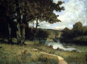 川の近くの木々、1891 作： Edward Mitchell Bannister