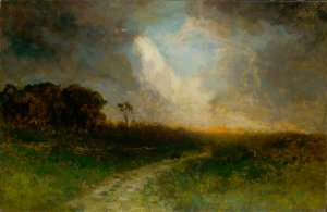 無題（風景、馬に乗った男） 作： Edward Mitchell Bannister