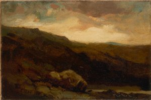 無題（前景に岩と小川のある山の風景） 作： Edward Mitchell Bannister