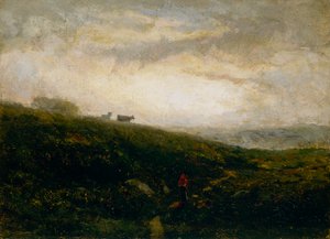 丘の中腹を下る無題の牛、1881年。 作： Edward Mitchell Bannister