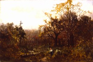 無題の風景 - 木を運ぶ女性。 作： Edward Mitchell Bannister