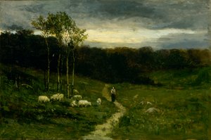 道を歩く女性、1882年。
